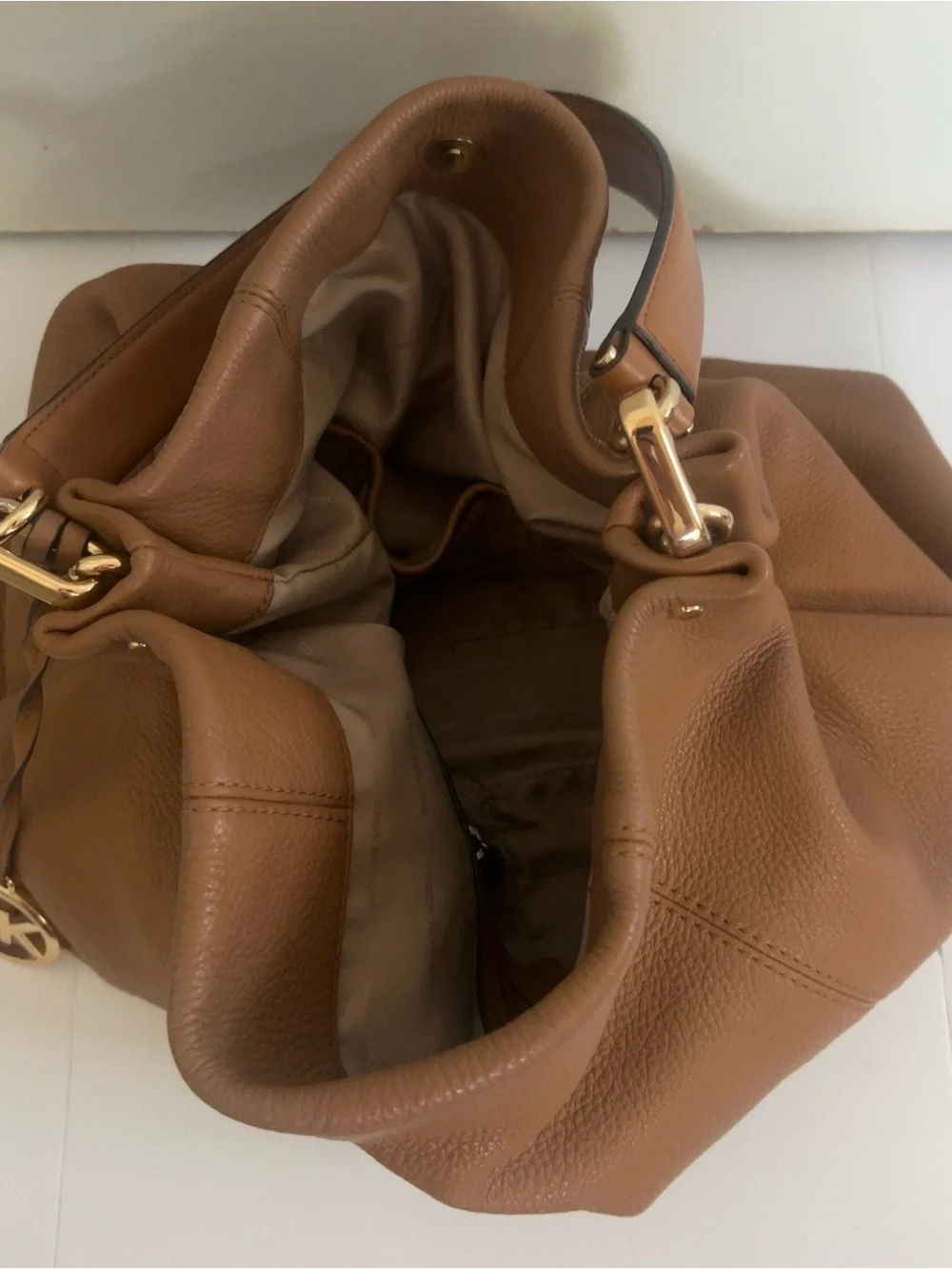 Michael Kors Lex Large Hobo Acorn Leather Convertible Shoulder Bag